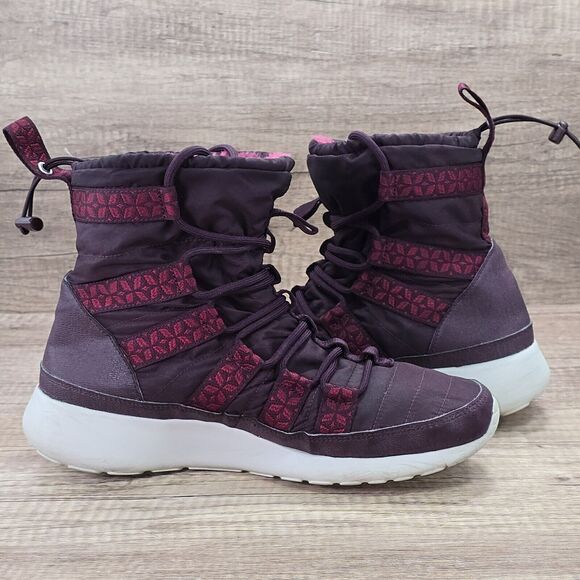 Nike Roshe Run Hi Sneaker Boot Women's Size 9.5 Deep Burgundy Boots (615968-601) - Picture 6 of 9